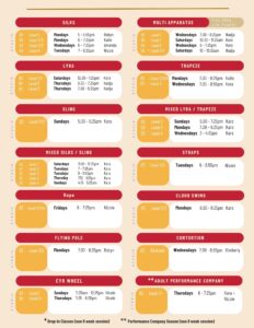 adult session schedule picture at aerial cirque over denver fall 2025