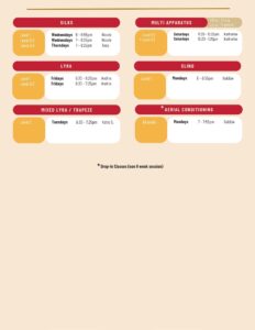 centennial fall 2025 adult schedule picture for aerial dance classes