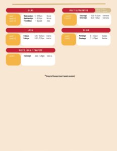 centennial fall 2025 adult schedule picture for aerial dance classes