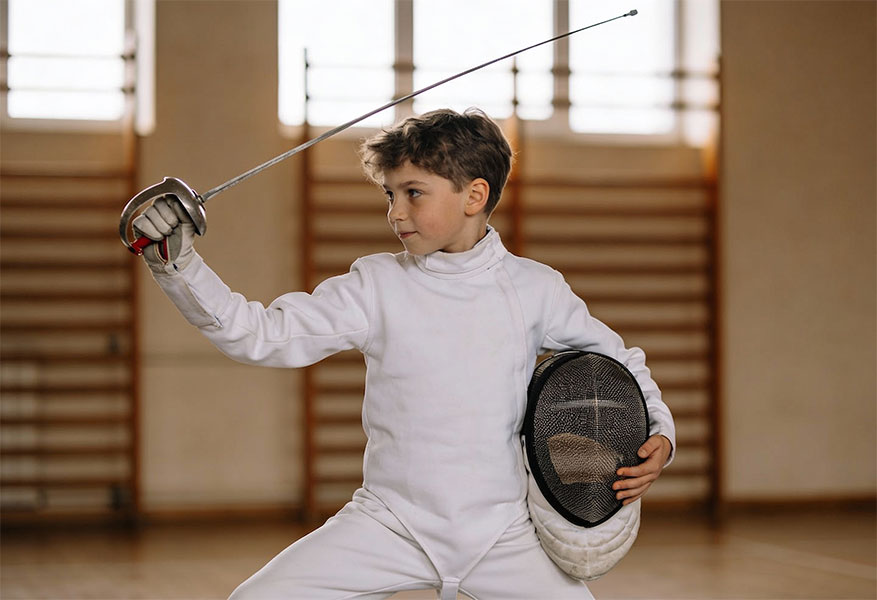 ACOD_kid-posing-fencing-energetic-stance-with-foil--AerialCirqueOverDenver