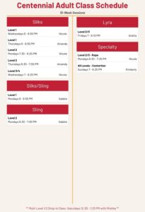 Centennial adult schedule