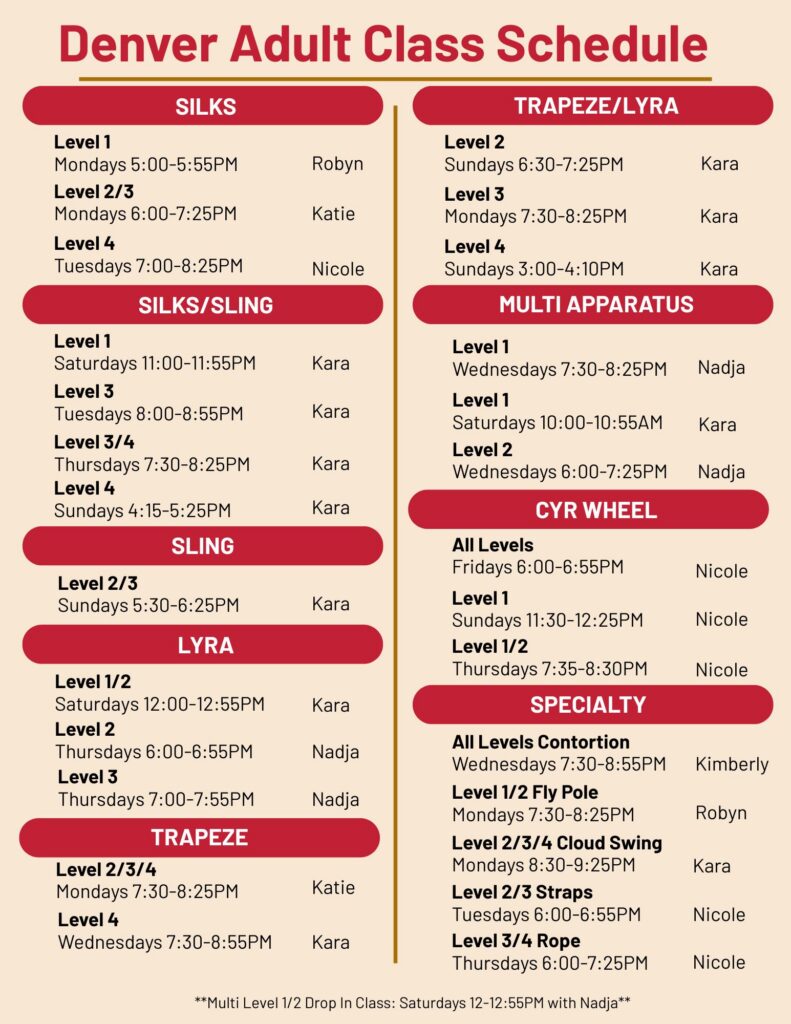 denver class schedule