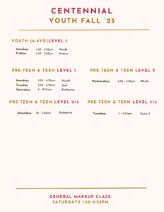 Fall Centennial youth schedule
