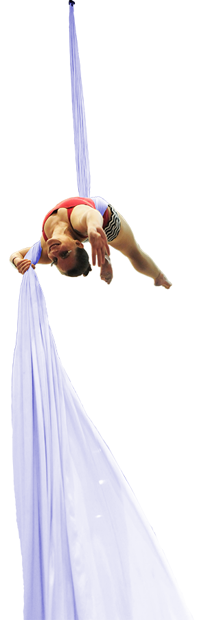 Nadja performing on the aerial silk