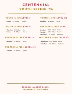 Centennial youth schedule picture