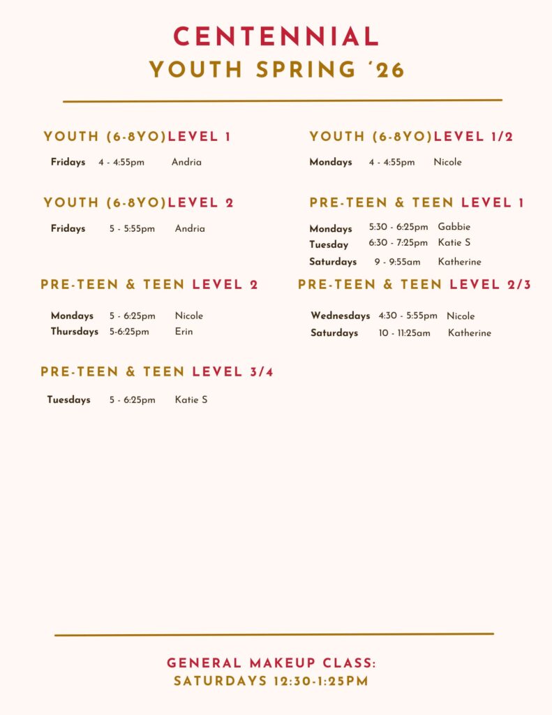Spring centennial schedule youth