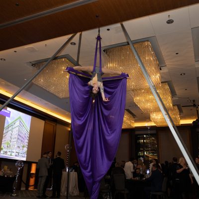 aerialist performing in Denver for a corporate event