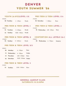 summer youth schedule